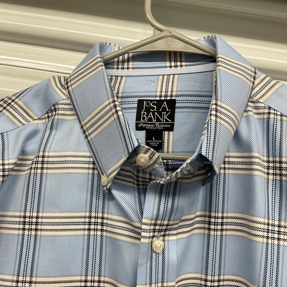 Jos. A. Bank Men's Blue Plaid Button Down Shirt Size L - Picture 2 of 4